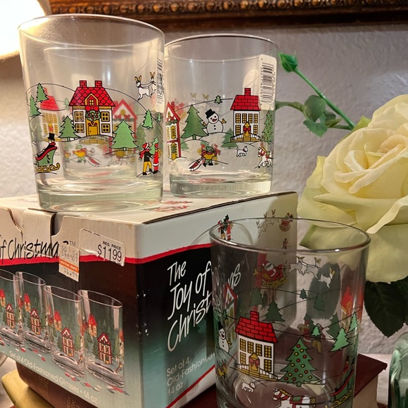 Jamestown, The Joy of Christmas, 14oz Glassware, Old Fashioned, Set of 4 60s - Picture 3 of 14